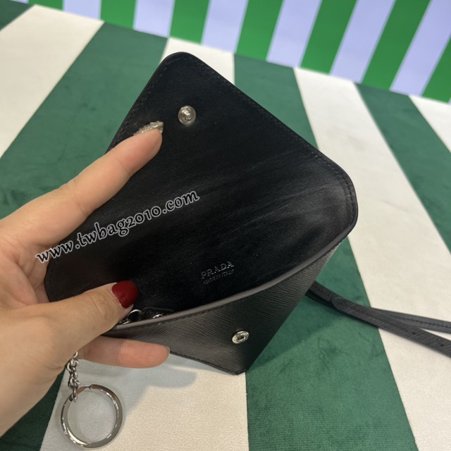 Prada專櫃新款牛皮掛飾鑰匙包 普拉達鐳射字體鑰匙環1TL445 csp1735